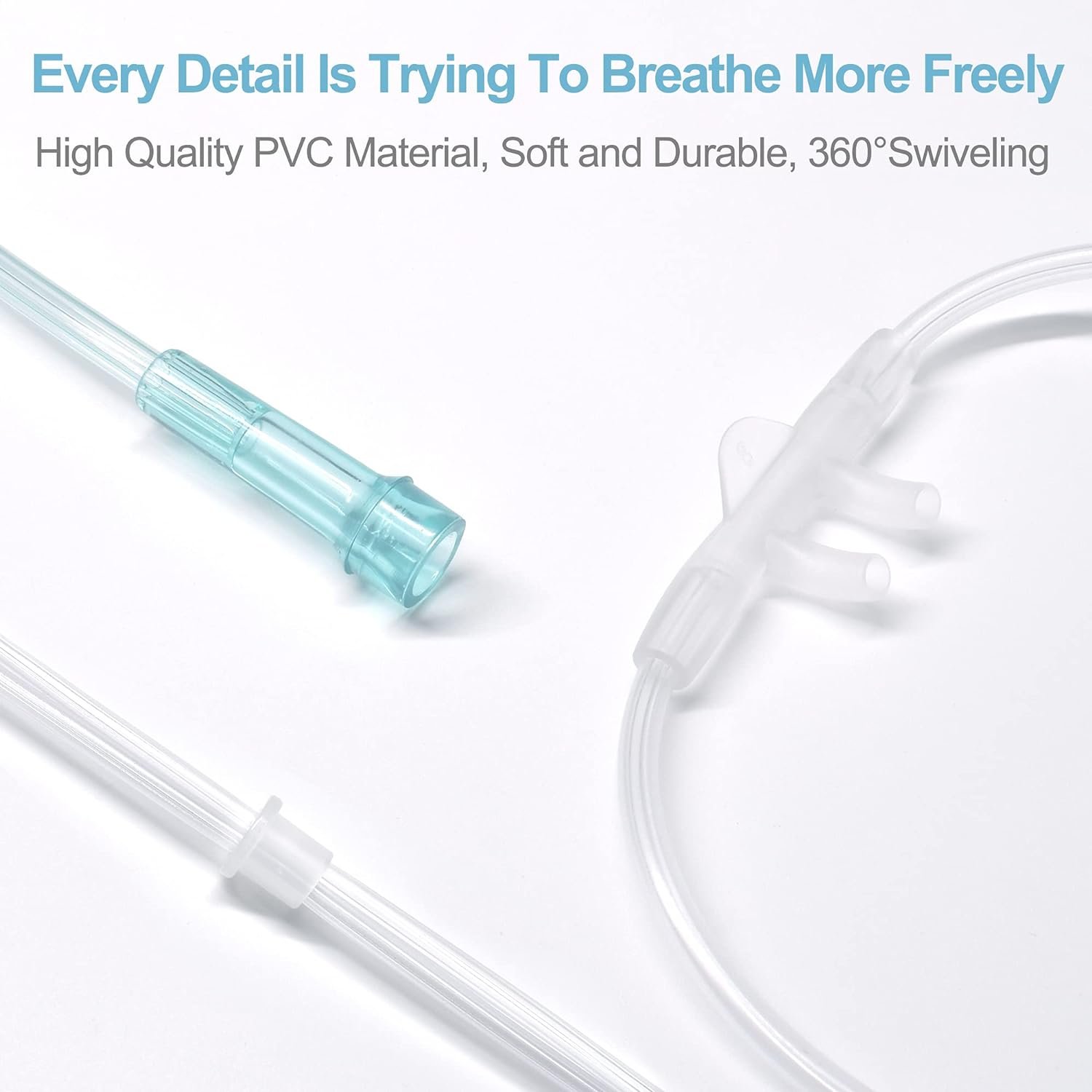 10PCS Adult Soft Nasal Cannula, 7 FT Nasal Tubing for Oxygen, Included 5PCS Nasal Cannula Oxygen Tubing and 5PCS Tubing Connectors - Standard Connector