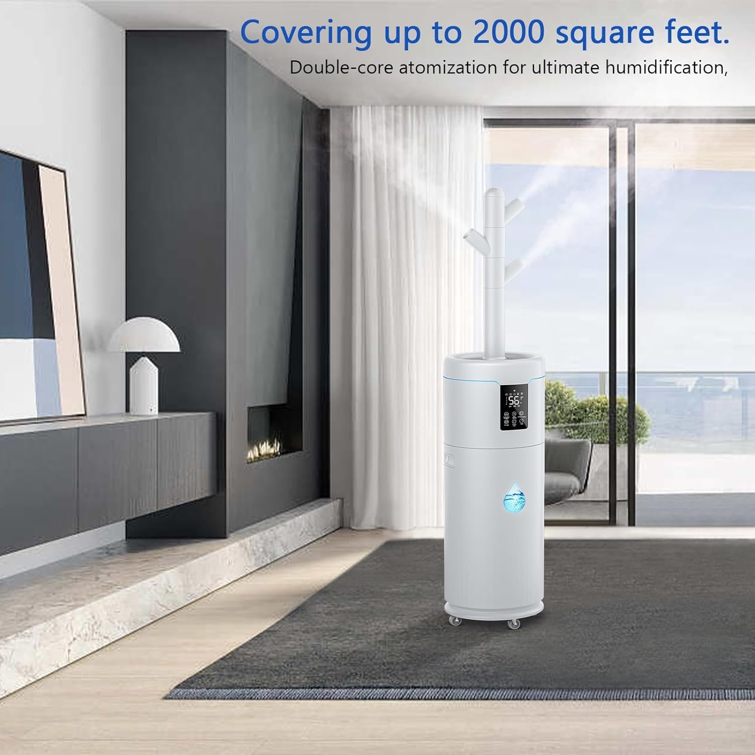 17L/4.5Gal Ultra Large Humidifiers for Bedroom 2000 sq ft, Quiet Humidifiers for Large Room, Tower Humidifier with 4 Mist Mode  Extension Tube for Home School Office Commercial Greenhouse Plants