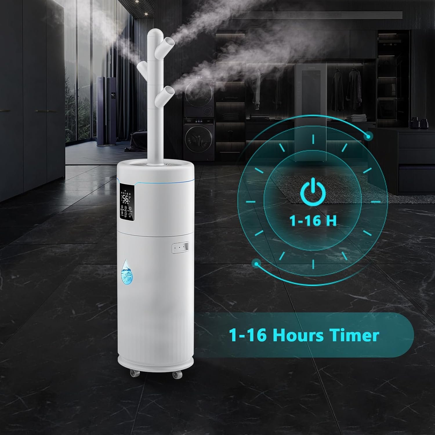 17L/4.5Gal Ultra Large Humidifiers for Bedroom 2000 sq ft, Quiet Humidifiers for Large Room, Tower Humidifier with 4 Mist Mode  Extension Tube for Home School Office Commercial Greenhouse Plants