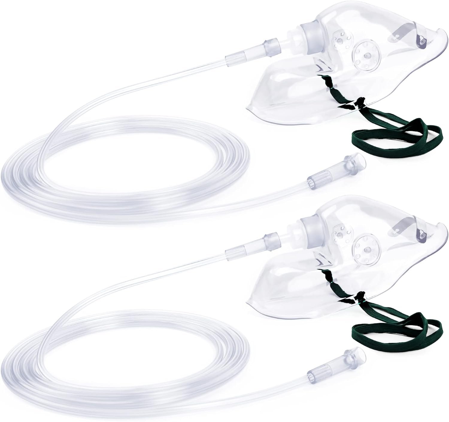 2 Pack Oxygen Mask for Face Adult with 6.6 Tube Adjustable Elastic Strap - Size L 2 Pack Oxygen Mask for Face Adult with 6.6 Tube Adjustable Elastic Strap - Size L