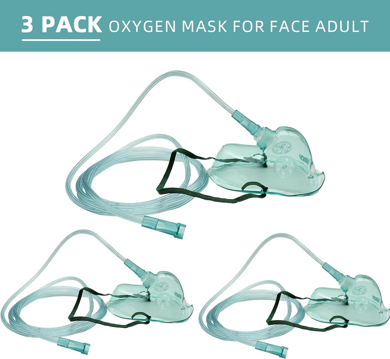 3 Pack Oxygen Mask for Face Adult with 7 Ft Tube, Adult Oxygen Mask with Adjustable Elastic Strap - Adult Elongated Size 3 Pack Oxygen Mask for Face Adult with 7 Ft Tube, Adult Oxygen Mask with Adjustable Elastic Strap - Adult Elongated Size