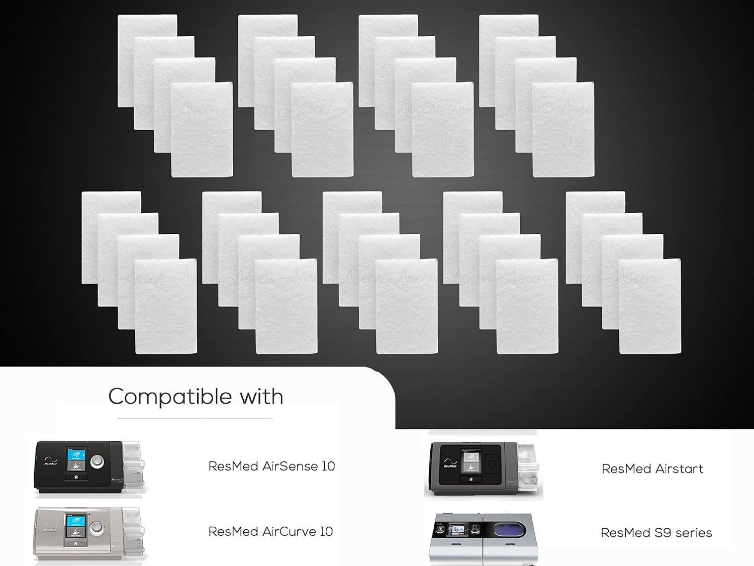 36 Pack of CPAP Filters, Compatible with Resmed AirSense 10 - AirCurve 10 - S9 - AirStart 36 Pack of CPAP Filters, Compatible with Resmed AirSense 10 - AirCurve 10 - S9 - AirStart