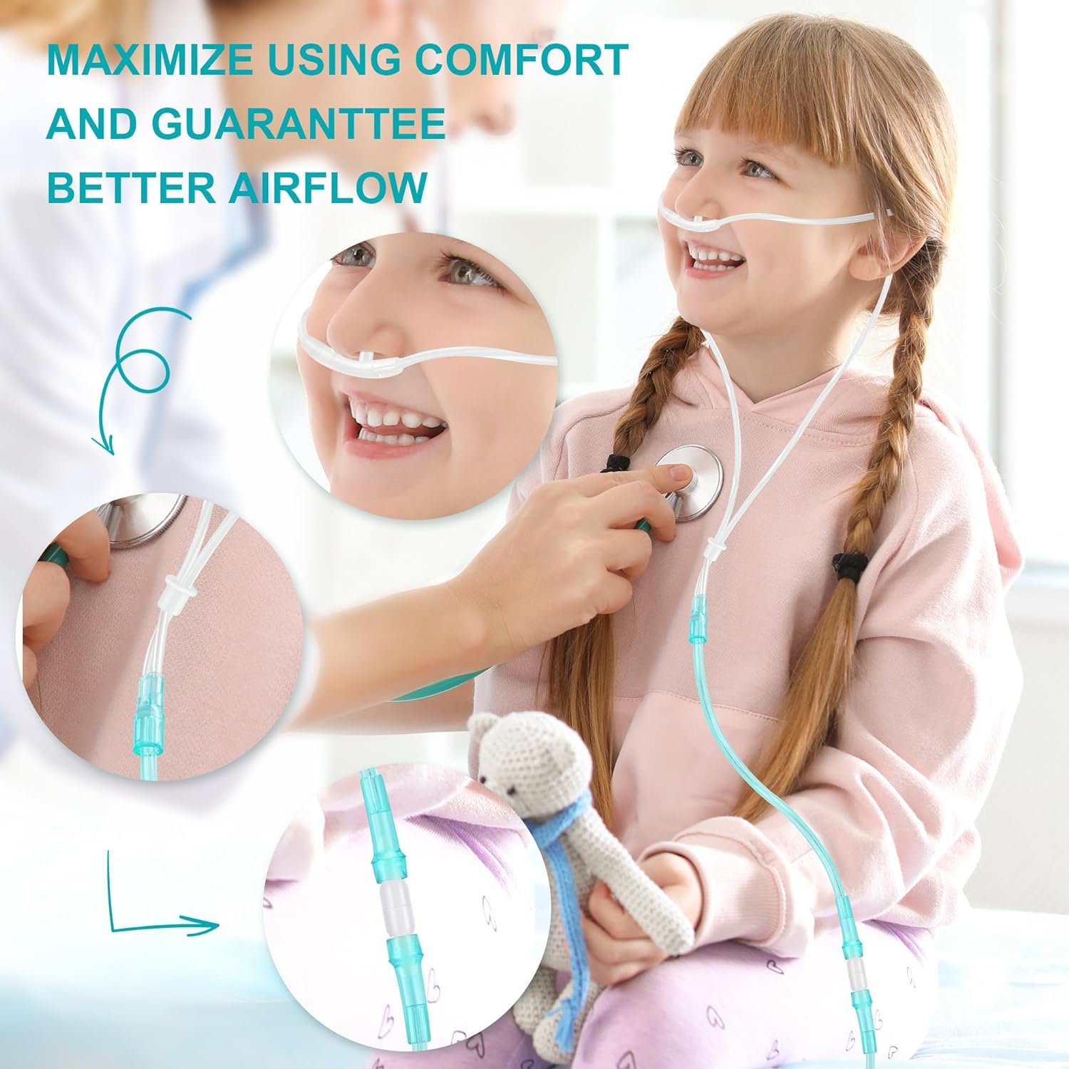 5 Pack Nasal Cannula For Oxygen Concentrator 7 ft Super Soft Oxygen Cannula Adult Oxygen Nose Tubing - High Flow, Kink Resistant, Highly Visible, Lightweight Tubing with 3 Pack Oxygen Tubing Connector 5 Pack Nasal Cannula For Oxygen Concentrator 7 ft Super Soft Oxygen Cannula Adult Oxygen Nose Tubing - High Flow, Kink Resistant, Highly Visible, Lightweight Tubing with 3 Pack Oxygen Tubing Connector