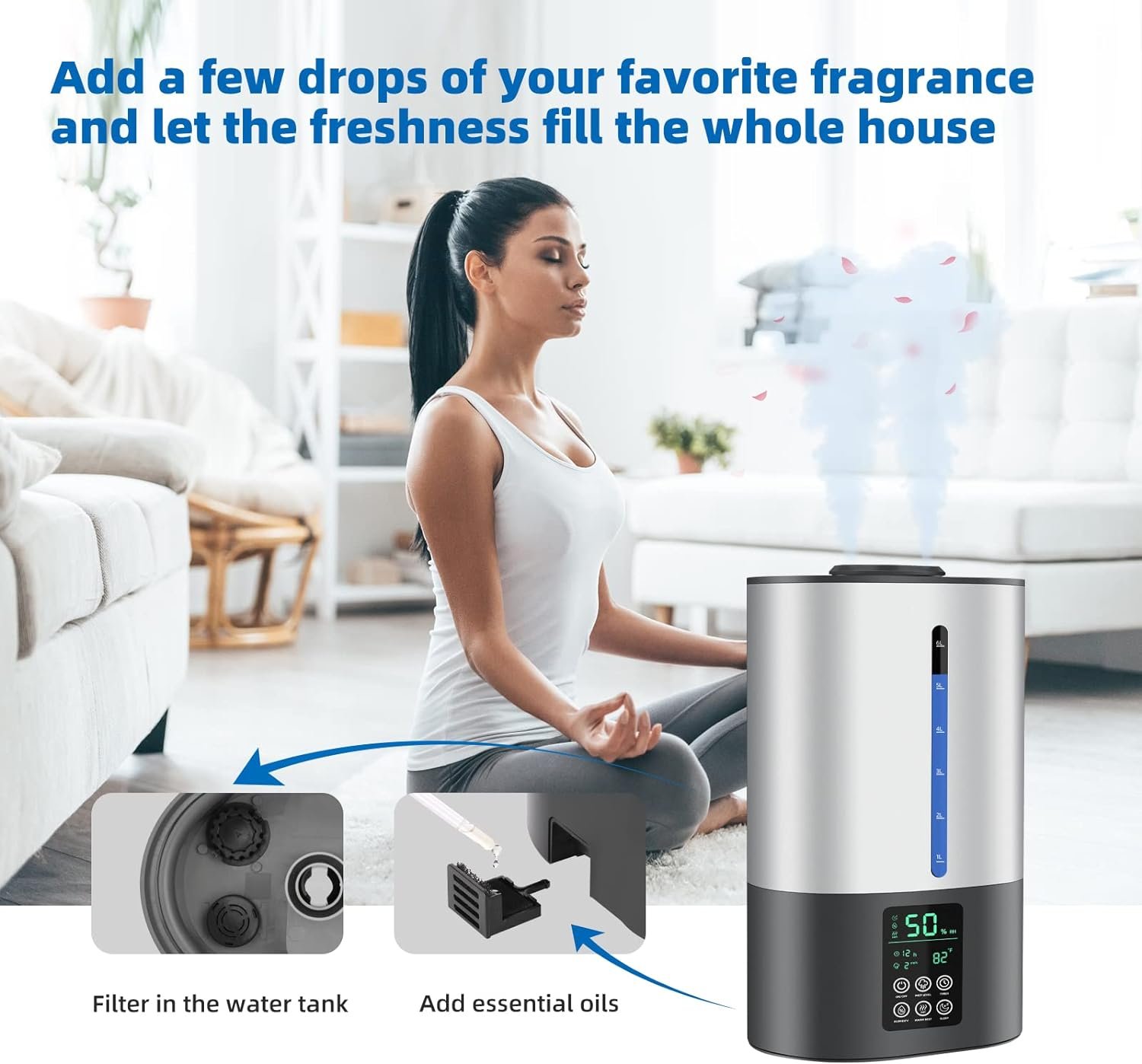 6L Humidifiers for Bedroom Large Room Home, Cool and Warm for Baby and Plants Mist Top Fill Desk Humidifiers Essential Oil Diffuser, Quiet with Adjustable Mist,360°Nozzle-Black 6L Humidifiers for Bedroom Large Room Home, Cool and Warm for Baby and Plants Mist Top Fill Desk Humidifiers Essential Oil Diffuser, Quiet with Adjustable Mist,360°Nozzle-Black