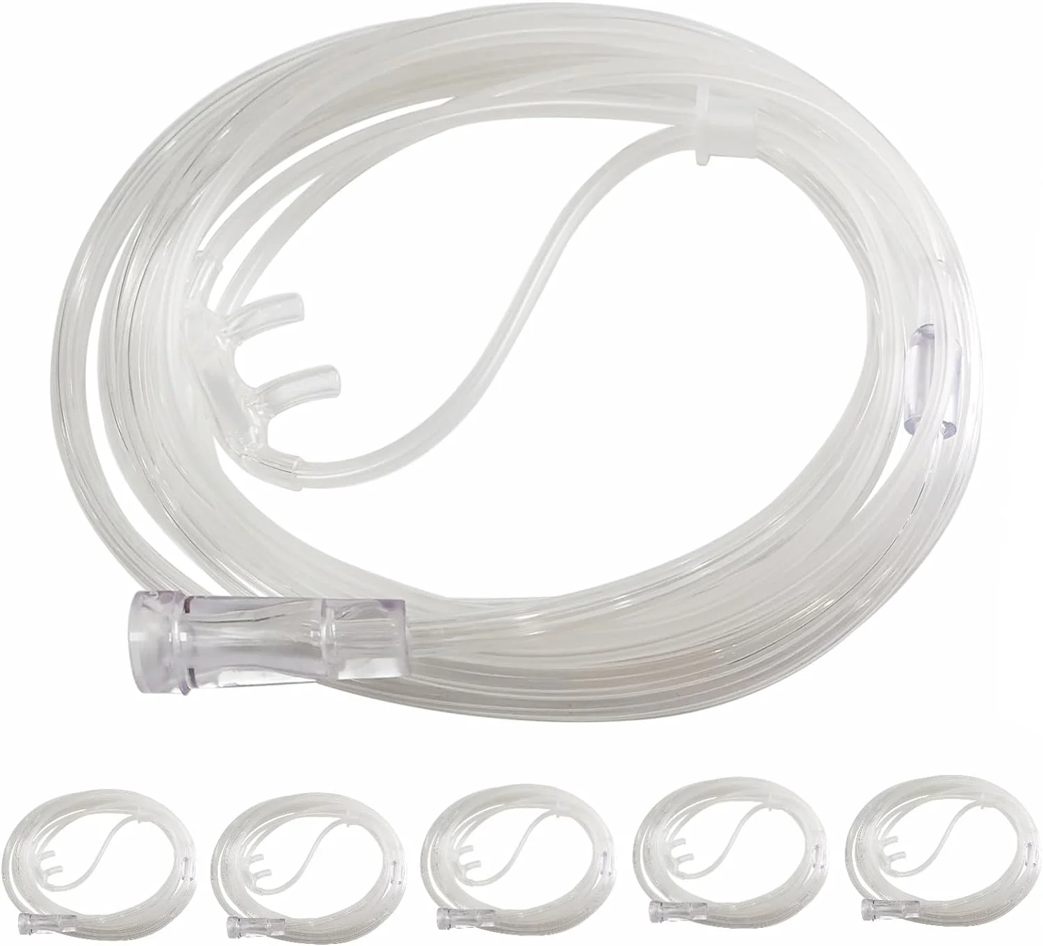 Adult Standard Nasal Cannula, 8.2 ft Cannula Nasal Tubing with Softer Nasal Plug Head for Oxygen, Kink Resistant Nasal Oxygen Cannula for Long-Term Use Patients (5 Pack)