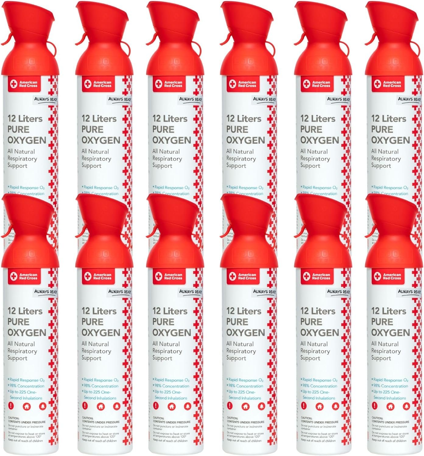 American Red Cross | Boost Oxygen XL | 12 Liter Rapid Response 98% Concentration Portable Oxygen Canisters (2 Pack)