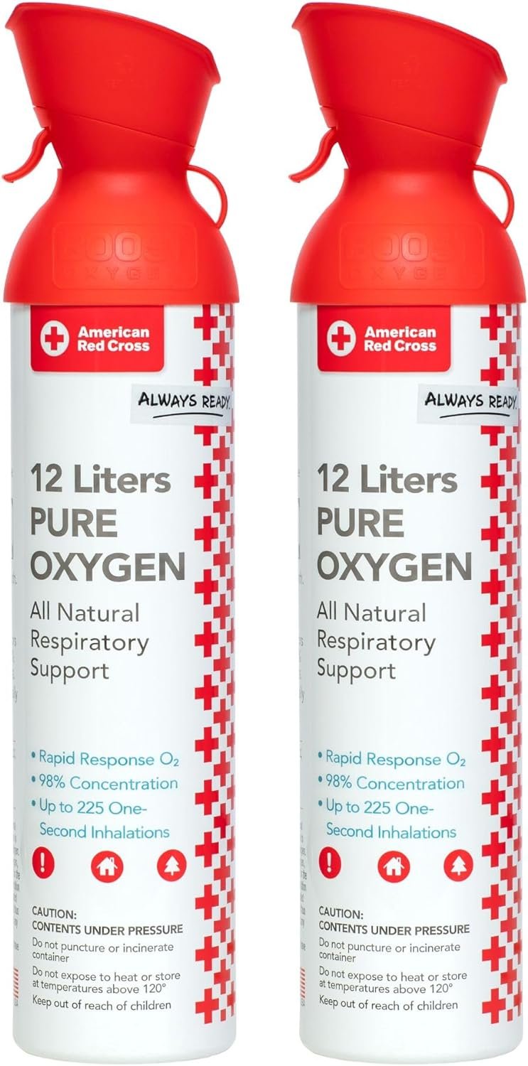 American Red Cross | Boost Oxygen XL | 12 Liter Rapid Response 98% Concentration Portable Oxygen Canisters (2 Pack)