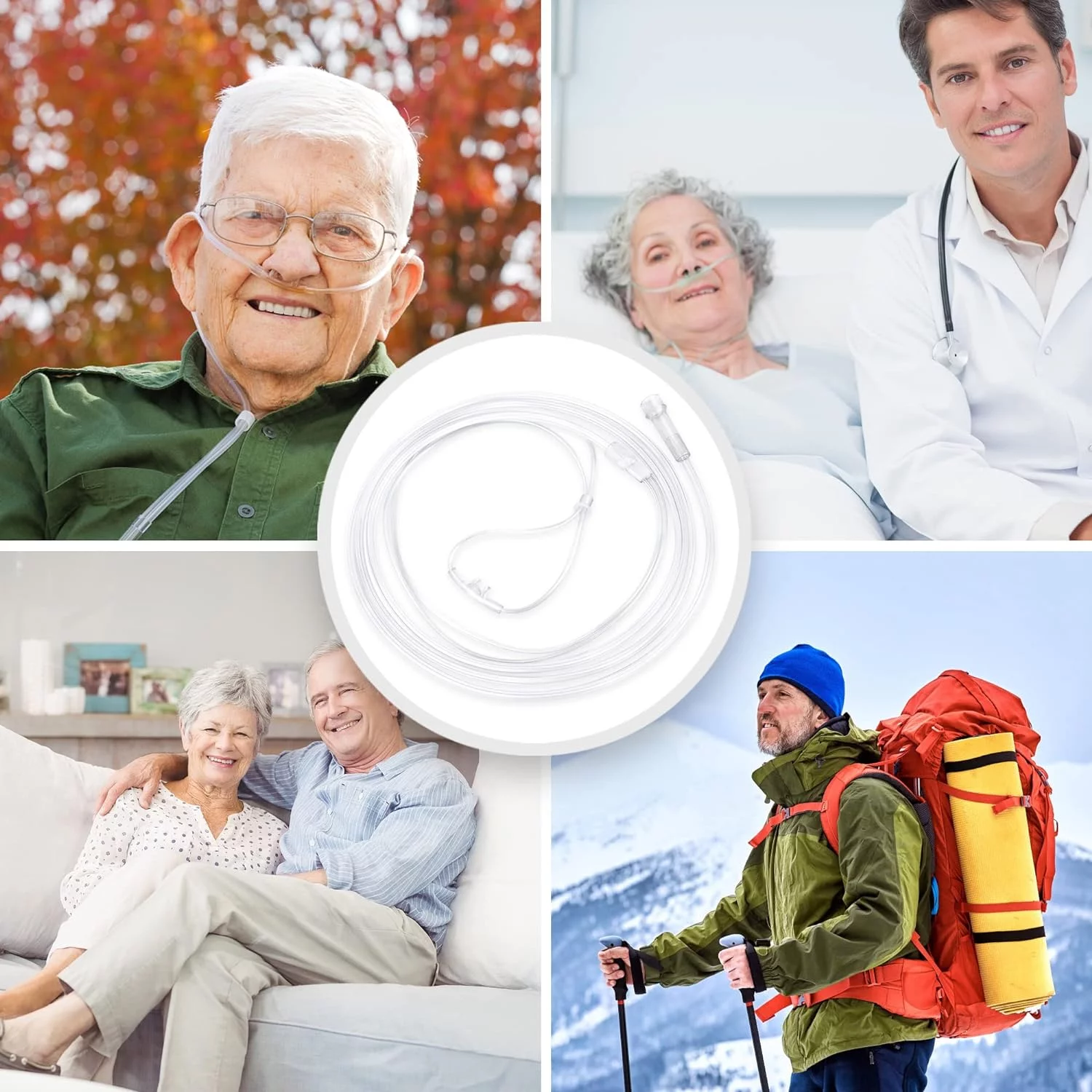 ANSNF Standard Oxygen Nasal Cannula for Adult - 7 ft, Soft Material, Kink Resistant, Lightweight Tubing (5 Pack)