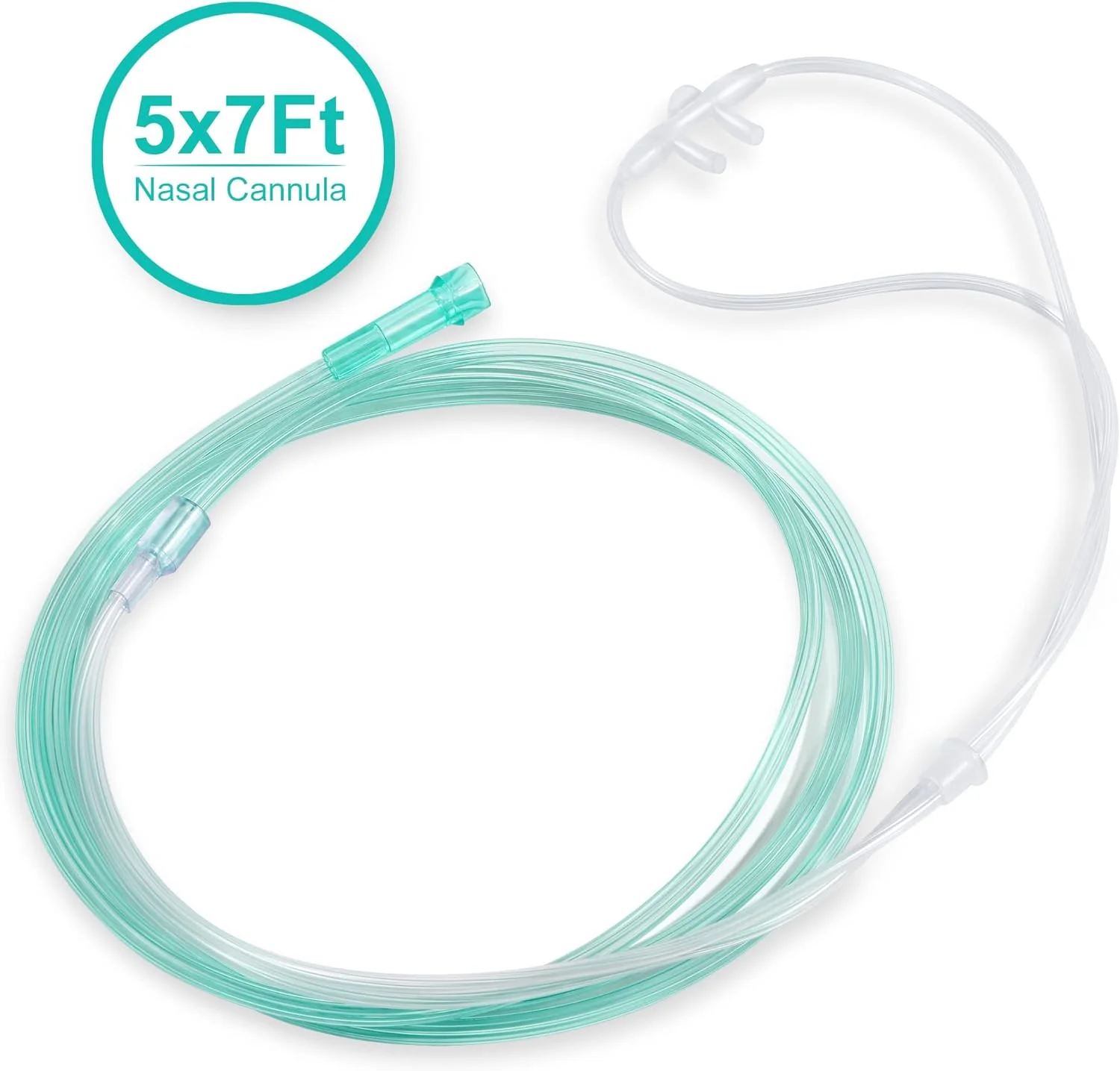 ANSNF Standard Oxygen Nasal Cannula for Adult - 7 ft, Soft Material, Kink Resistant, Lightweight Tubing (5 Pack)