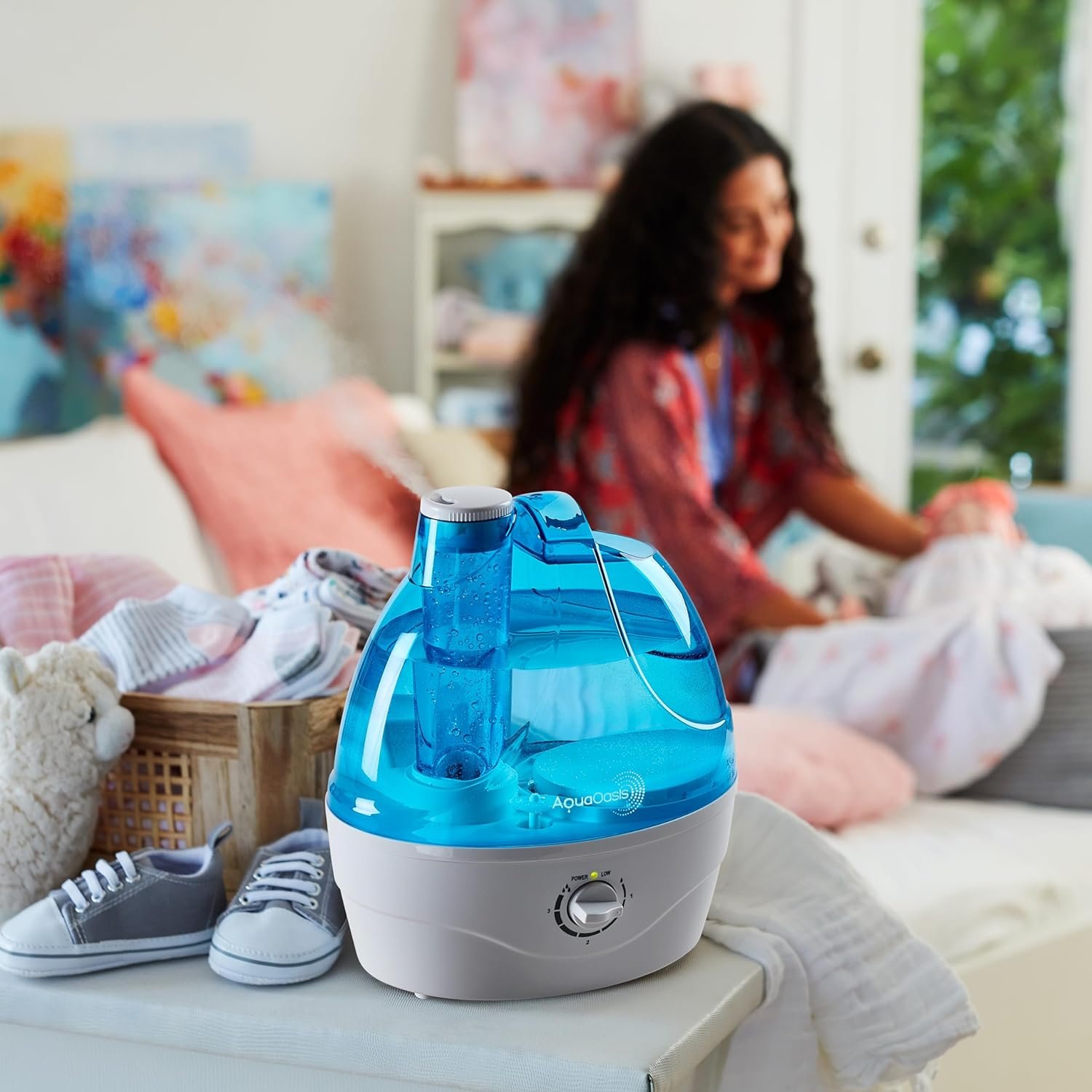 AquaOasis® Cool Mist Humidifier (2.2L Water Tank) Quiet Ultrasonic Humidifiers for Bedroom Large room - Adjustable -360 Rotation Nozzle, Auto-Shut Off, Humidifiers for Babies Nursery Whole House