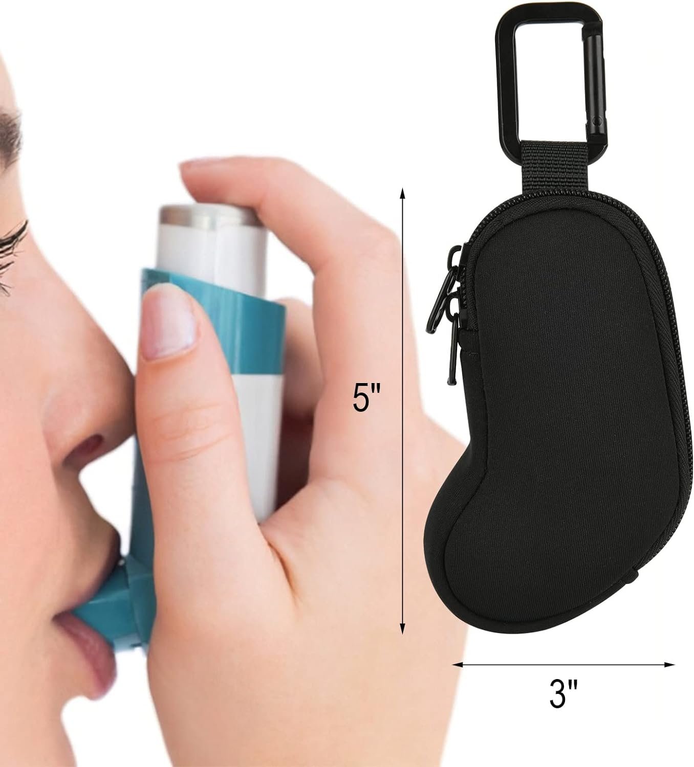 Beautyflier Asthma Inhaler Case Holder Travel Handy Mini Bag for Adults and Kids, Does Not Include Inhaler (Black)