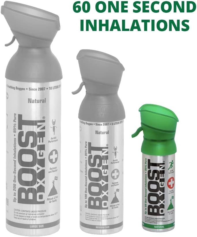 Boost Oxygen Pocket Size Natural Aroma 3 Liter Portable Oxygen Canister | Respiratory Support for Aerobic Recovery, Altitude, Performance and Health (3 Pack) Boost Oxygen Pocket Size Natural Aroma 3 Liter Portable Oxygen Canister | Respiratory Support for Aerobic Recovery, Altitude, Performance and Health (3 Pack)