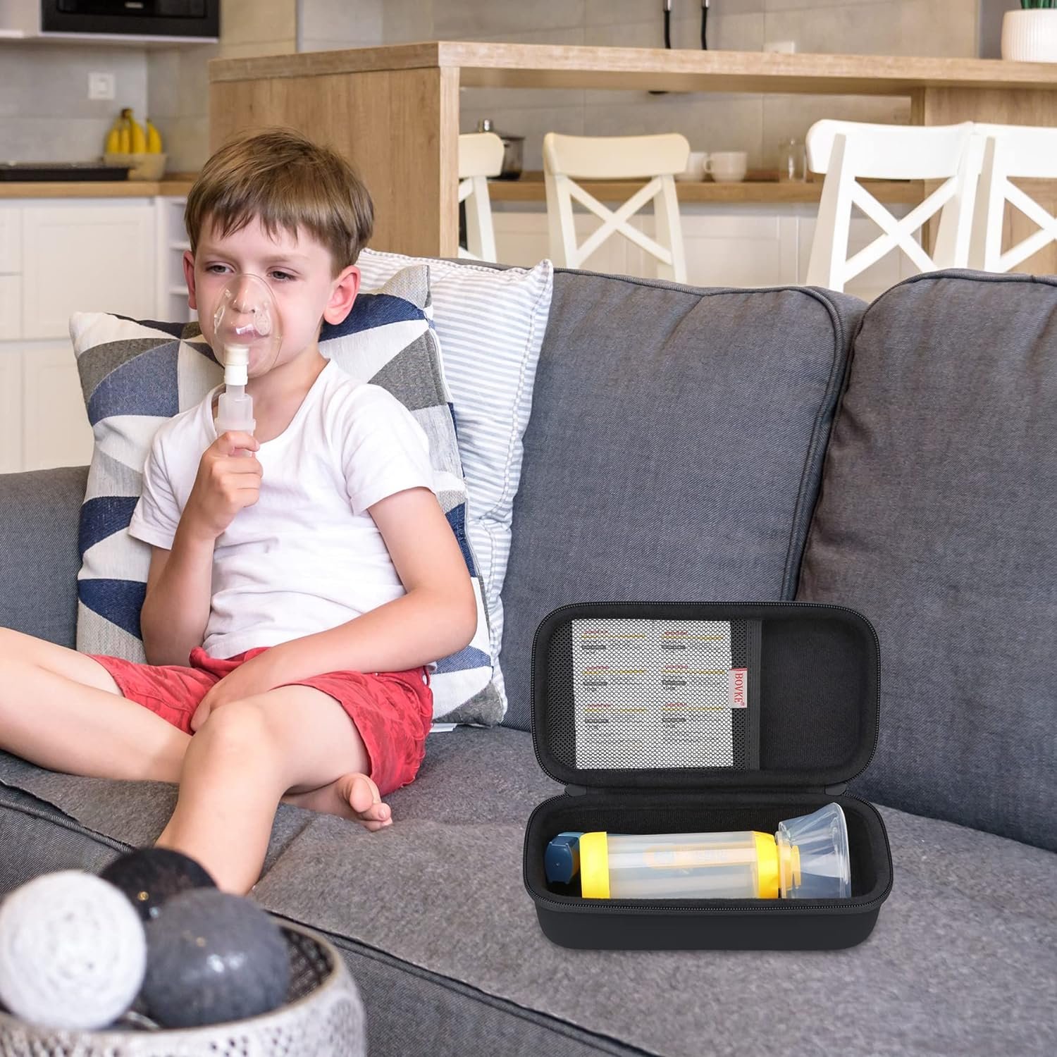 BOVKE Hard Travel Case for Asthma Inhaler, Inhaler Spacer for Kids and Adults, Masks, Inhaler Holder Asthma Carrying Bag with Mesh Pocket for Medicine and Other Accessories, Yellow (Case Only) BOVKE Hard Travel Case for Asthma Inhaler, Inhaler Spacer for Kids and Adults, Masks, Inhaler Holder Asthma Carrying Bag with Mesh Pocket for Medicine and Other Accessories, Yellow (Case Only)