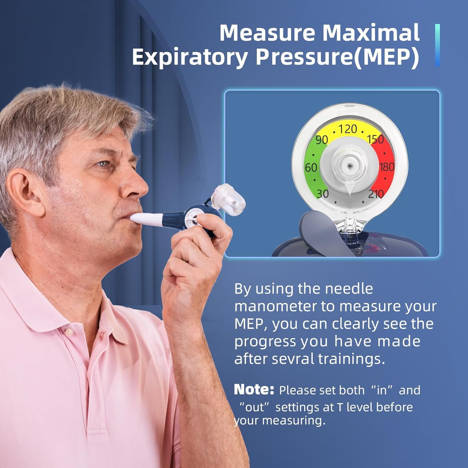 Breathing Exercise Device for Lungs with Travel Case Respiratory Muscle Trainer Strength Lung Capacity Expander