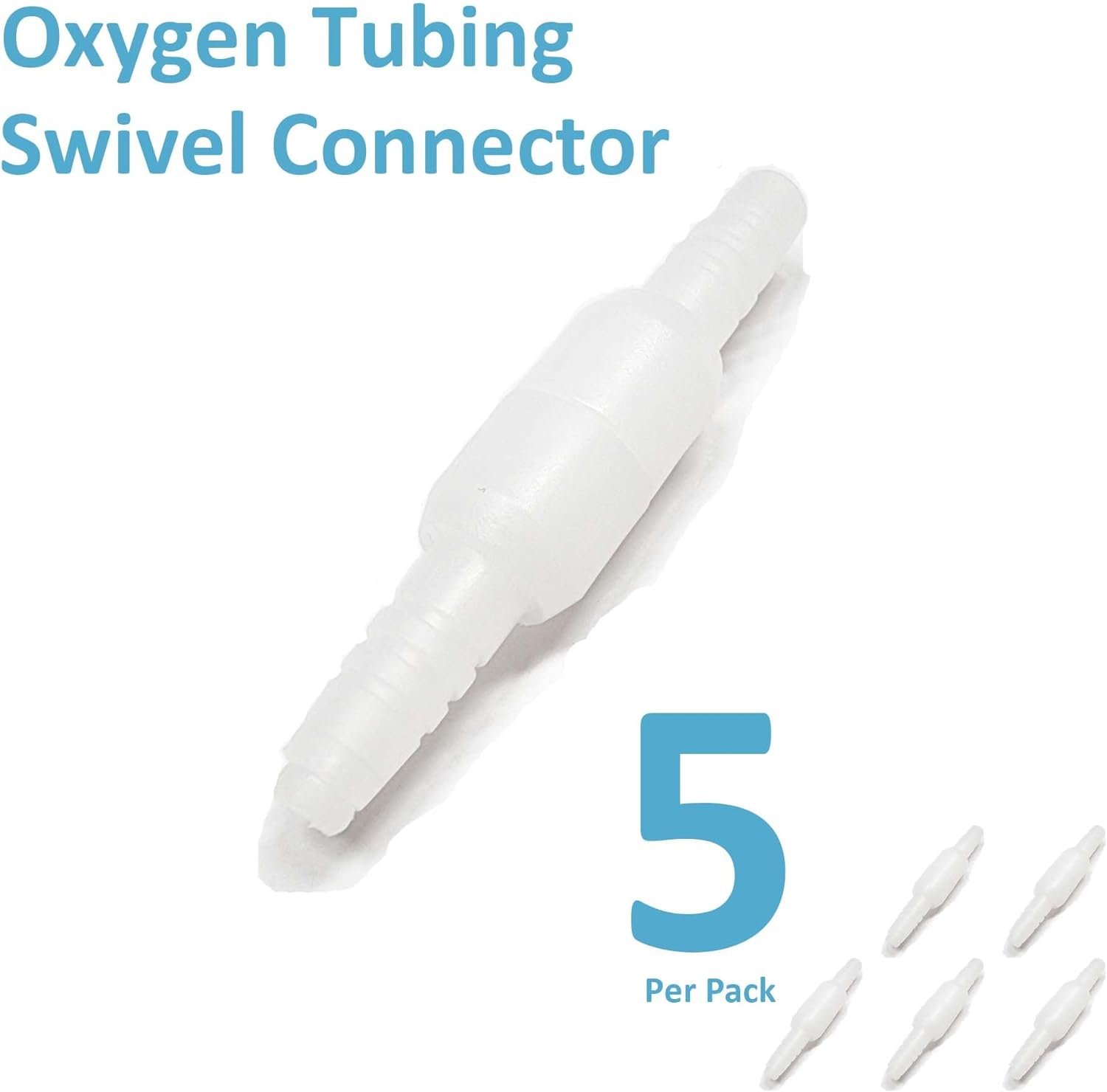 CINOCA 5PCS Oxygen Tubing Swivel Connector Supply for Home Oxygen, 360 Degree Swivel, Avoid Tube Tangles, Oxygen Concentrator Accessories