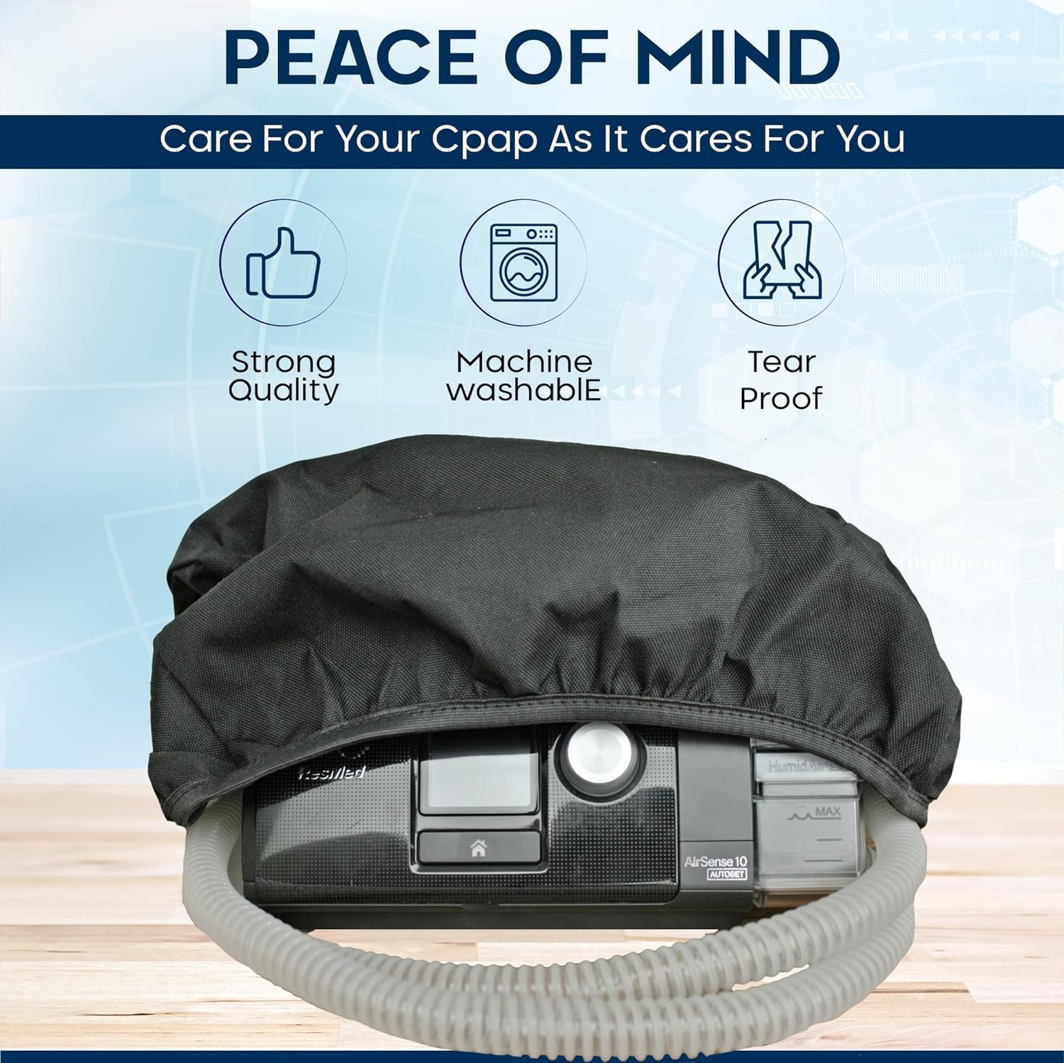 CPAP Tube Mask Cover - Protective dust Cover That is Designed to fit Over a Continuous Positive Airway Pressure (CPAP) (Stretch Snug Base) CPAP Tube Mask Cover - Protective dust Cover That is Designed to fit Over a Continuous Positive Airway Pressure (CPAP) (Stretch Snug Base)