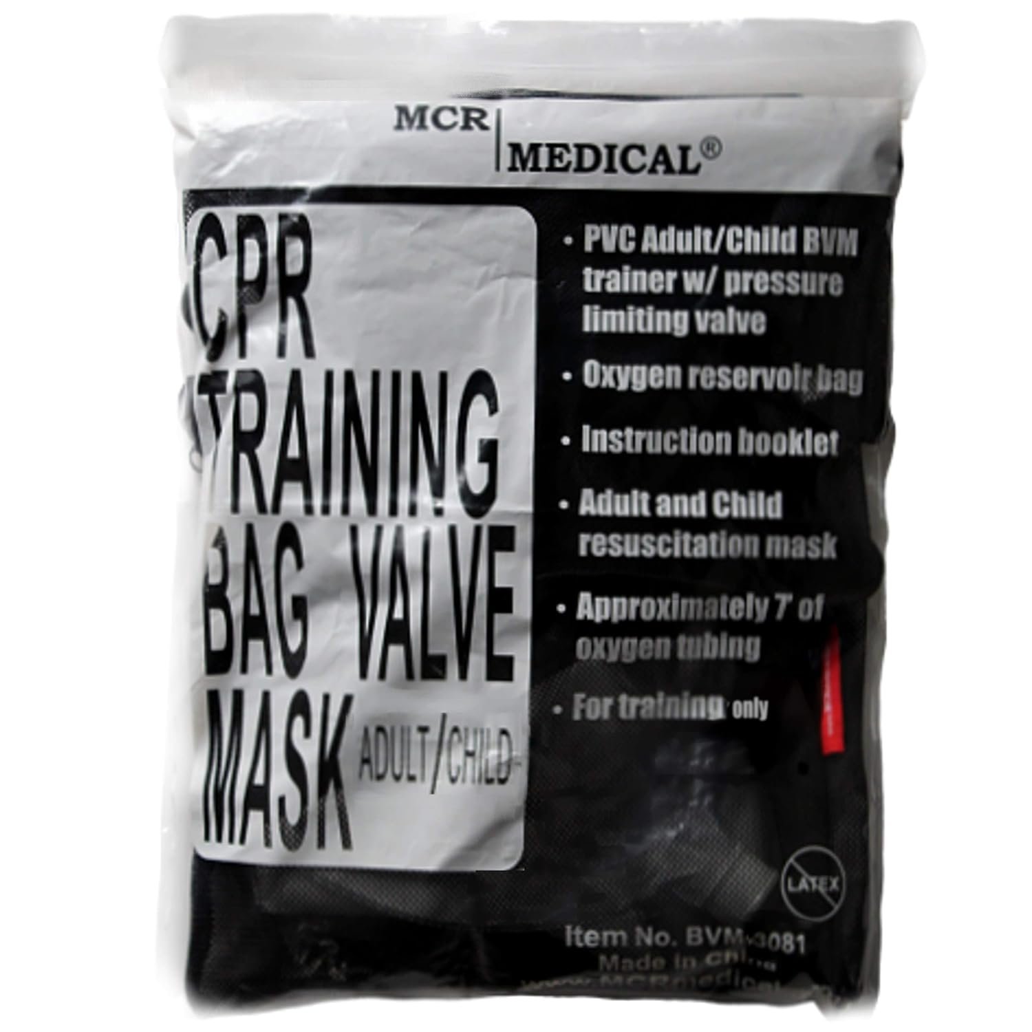CPR Training Bag Valve Mask (BVM) ADULT/CHILD in Mesh Bag, BVM-3081-001