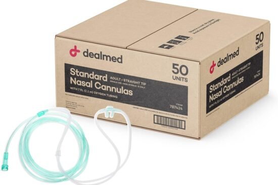 dealmed-adult-standard-nasal-cannula-straight-with-7-ft-21m-soft-green-cannula-nasal-tubing-for-oxygen-highly-visible-ki