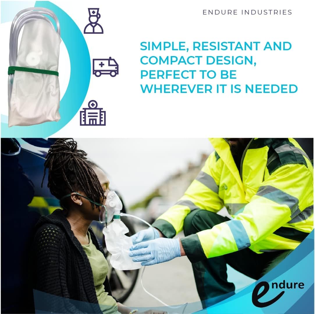 Endure Elongated Non-Rebreathing Oxygen Mask,(Pack of 10), Rebreather Oxygen Mask (Adult)