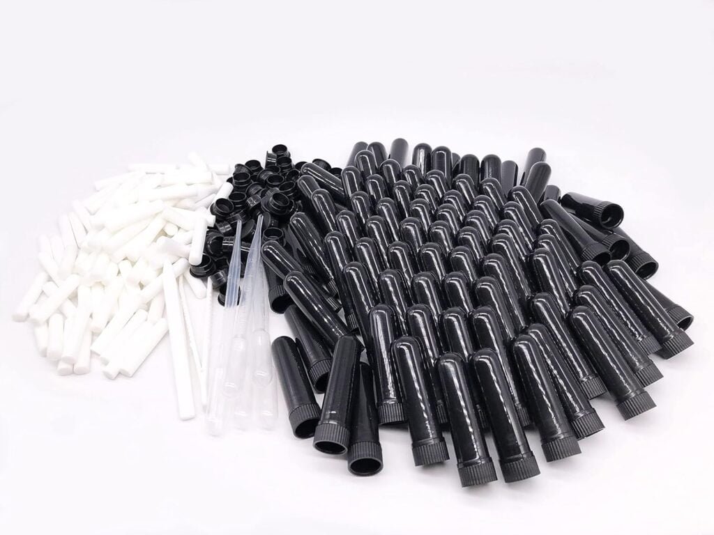 essential oil aromatherapy blank nasal inhaler tubes includes 100 inhalers110 unscented wicks5 plastic droppers2 plastic 1