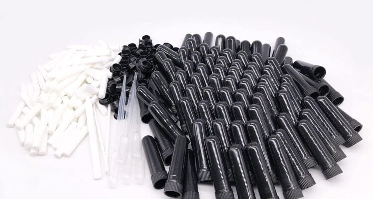 essential oil aromatherapy blank nasal inhaler tubes includes 100 inhalers110 unscented wicks5 plastic droppers2 plastic 1