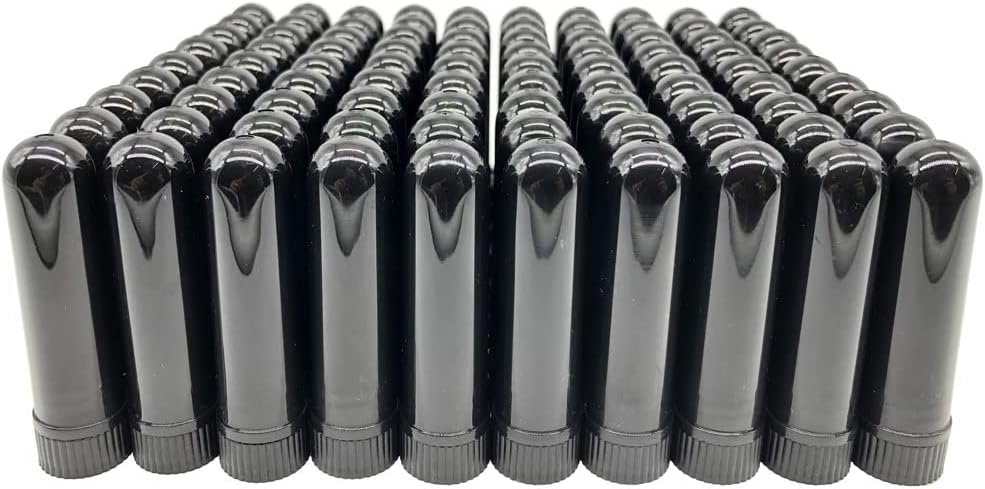 Essential Oil Aromatherapy Blank Nasal Inhaler Tubes (Includes 100 inhalers+110 unscented Wicks+5 Plastic Droppers+2 Plastic Tweezers)-Black.