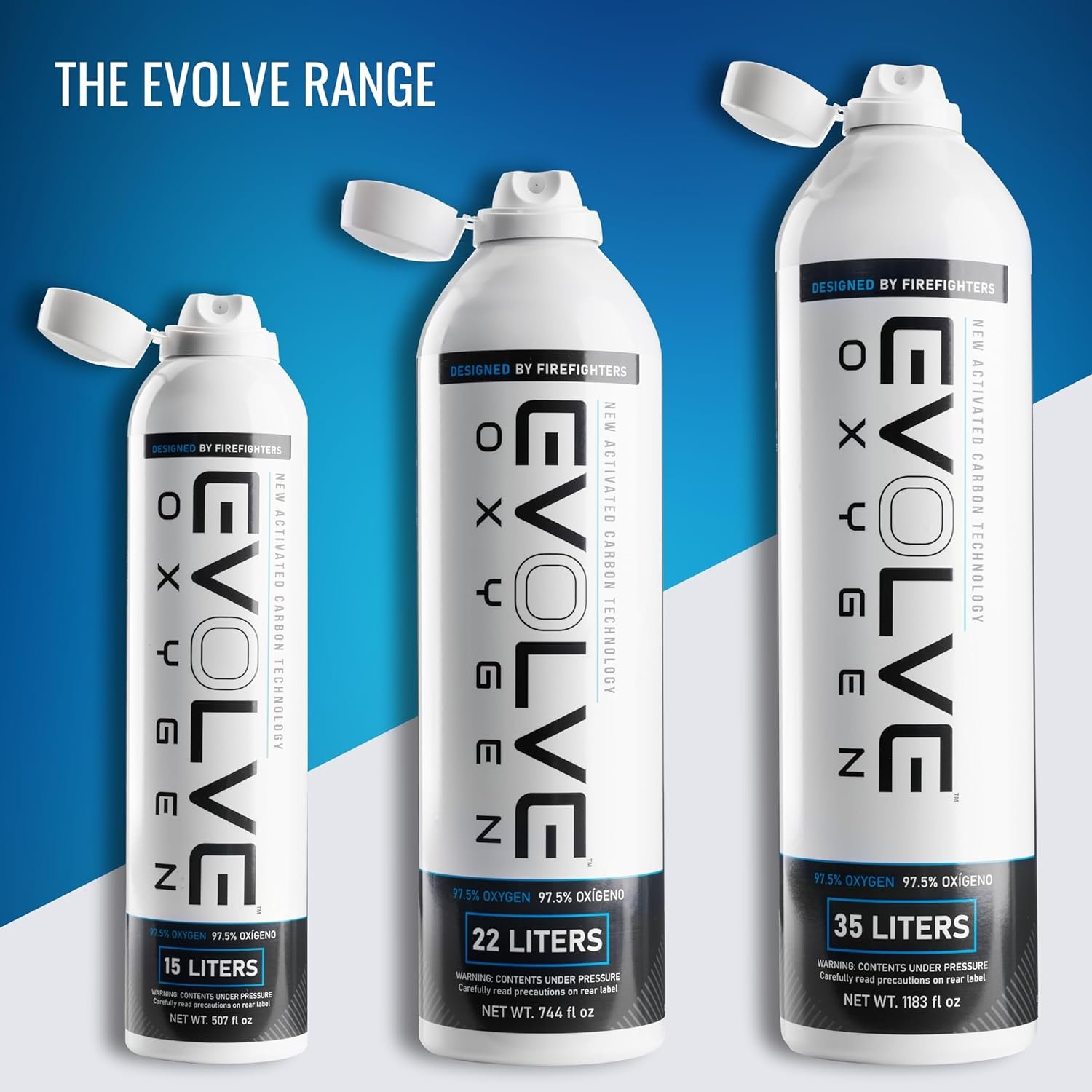 EVOLVE 35-Liter Pure Oxygen Canister with Mask and Tube | Portable Oxygen Can | Ideal for Home Use and Outdoor Activities | Designed by Firefighters | Made in The USA | Pack of 1