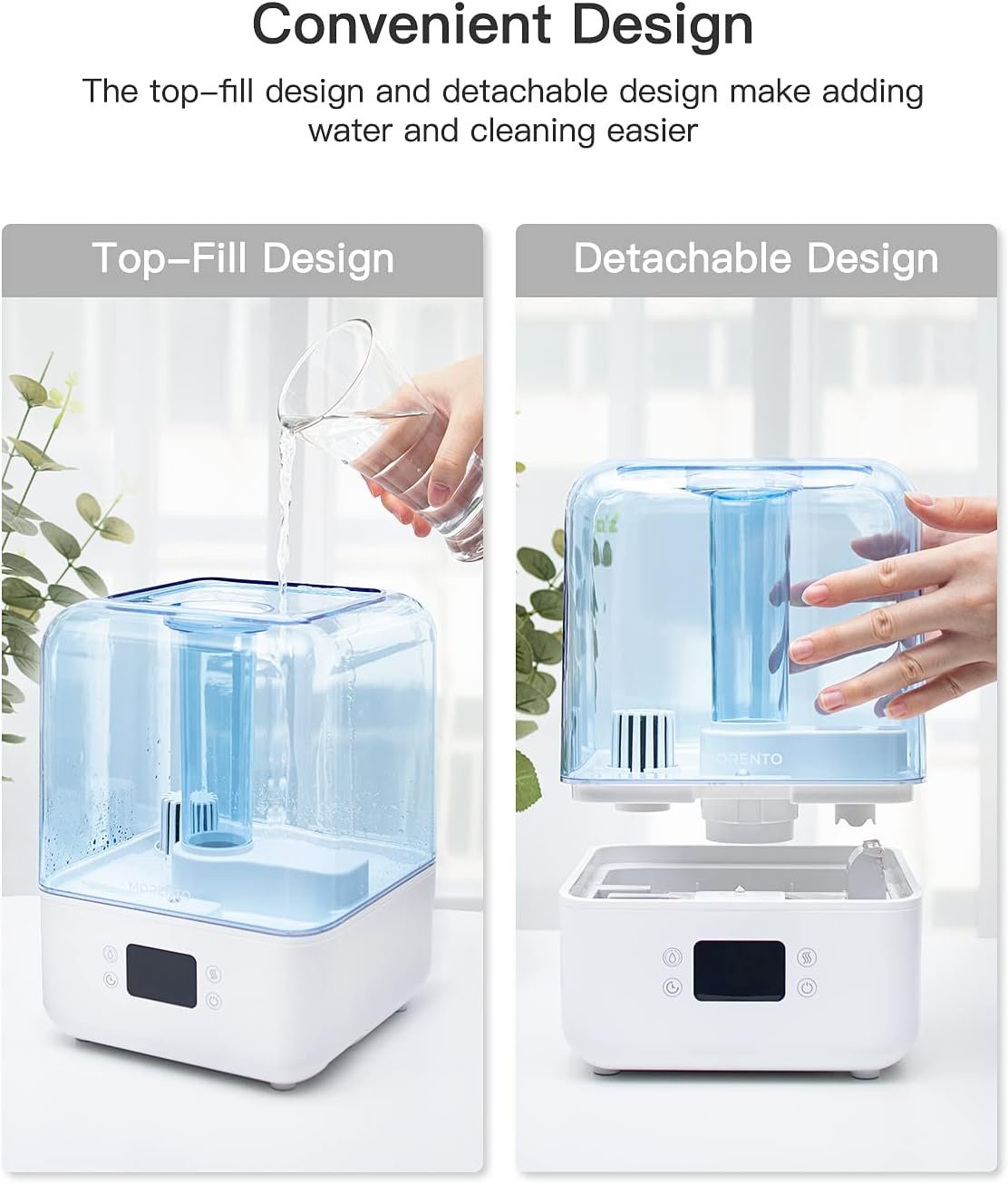 Humidifiers for Bedroom, MORENTO 4.5L Top Fill Humidifiers for Large Room, Cool Mist Humidifiers for Home, 360 Nozzle, Auto Shut-Off, Humidity Setting, Last up to 50Hrs with Night Light, White Humidifiers for Bedroom, MORENTO 4.5L Top Fill Humidifiers for Large Room, Cool Mist Humidifiers for Home, 360 Nozzle, Auto Shut-Off, Humidity Setting, Last up to 50Hrs with Night Light, White