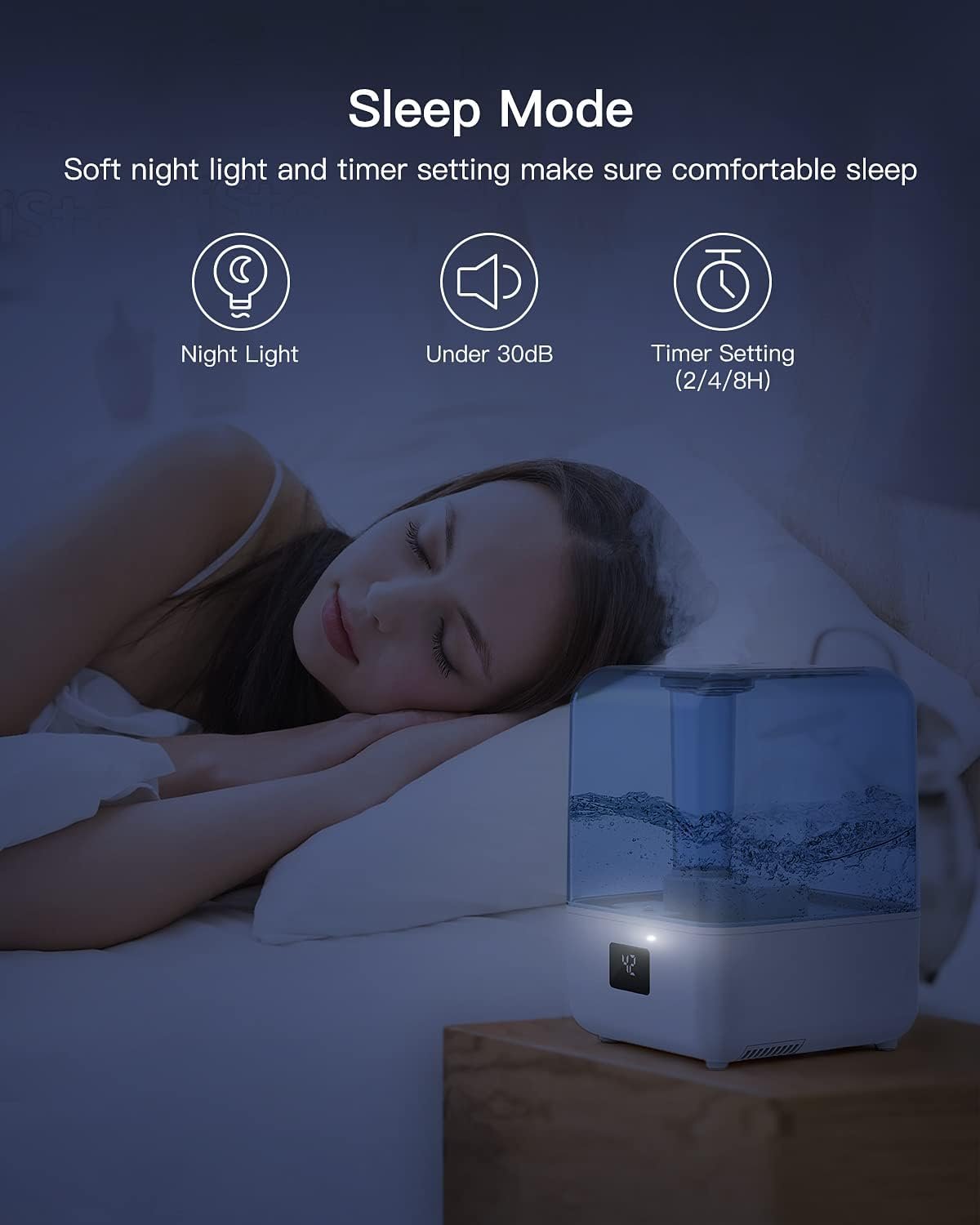 Humidifiers for Bedroom, MORENTO 4.5L Top Fill Humidifiers for Large Room, Cool Mist Humidifiers for Home, 360 Nozzle, Auto Shut-Off, Humidity Setting, Last up to 50Hrs with Night Light, White Humidifiers for Bedroom, MORENTO 4.5L Top Fill Humidifiers for Large Room, Cool Mist Humidifiers for Home, 360 Nozzle, Auto Shut-Off, Humidity Setting, Last up to 50Hrs with Night Light, White