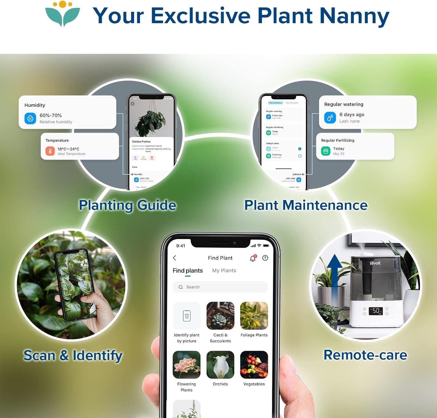 LEVOIT Humidifiers for Bedroom Large Room Home, (6L) Cool Mist Top Fill Essential Oil Diffuser for Baby  Plants, Smart App  Voice Control, Rapid Humidification  Auto Mode - Quiet Sleep Mode, Gray