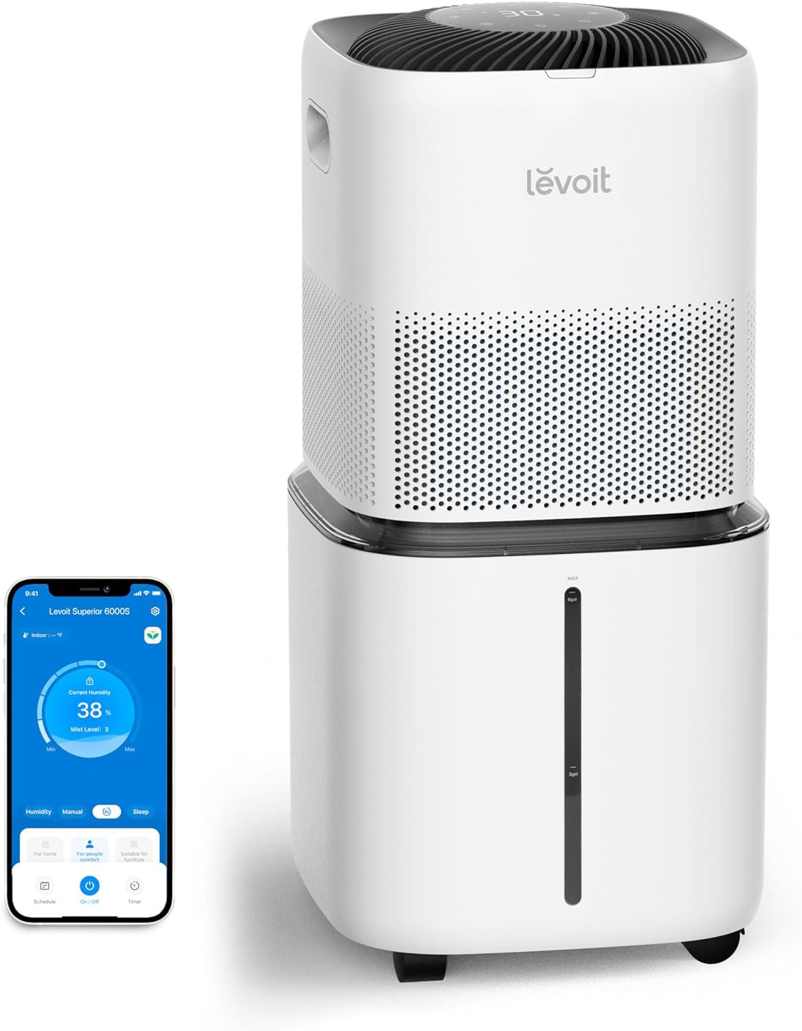 LEVOIT Superior 6000S Smart Evaporative Humidifiers for Home Whole House up to 3000ft², 6 Gal, Last 72-Hour, Premium Filter, Dry Mode, Wheels Water Fill Hose Foldable Storage - Quiet Sleep Mode LEVOIT Superior 6000S Smart Evaporative Humidifiers for Home Whole House up to 3000ft², 6 Gal, Last 72-Hour, Premium Filter, Dry Mode, Wheels Water Fill Hose Foldable Storage - Quiet Sleep Mode