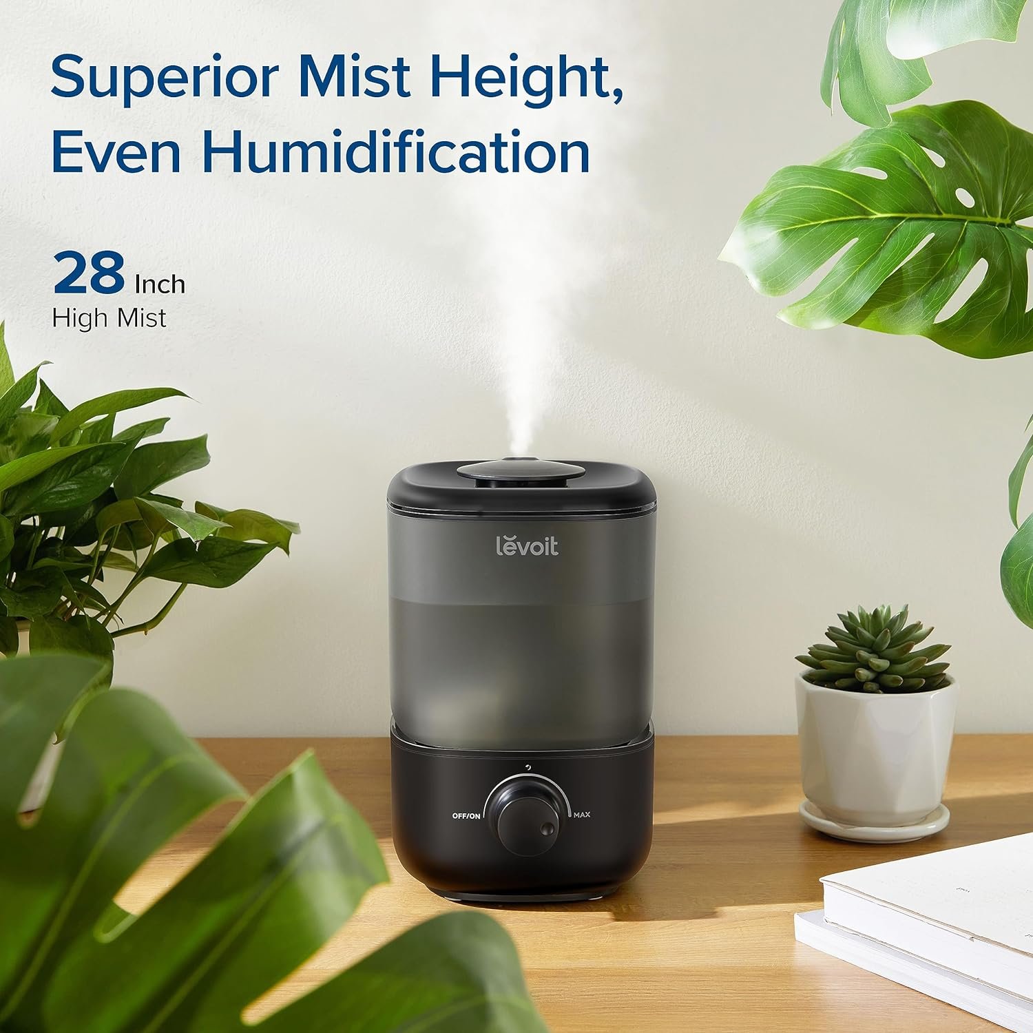LEVOIT Top Fill Humidifiers for Bedroom, 2.5L Tank for Large Room, Easy to Fill  Clean, 26dB Quiet Cool Mist Air Humidifier for Home Baby Nursery  Plants, Auto Shut-off and BPA-Free for Safety, 25H