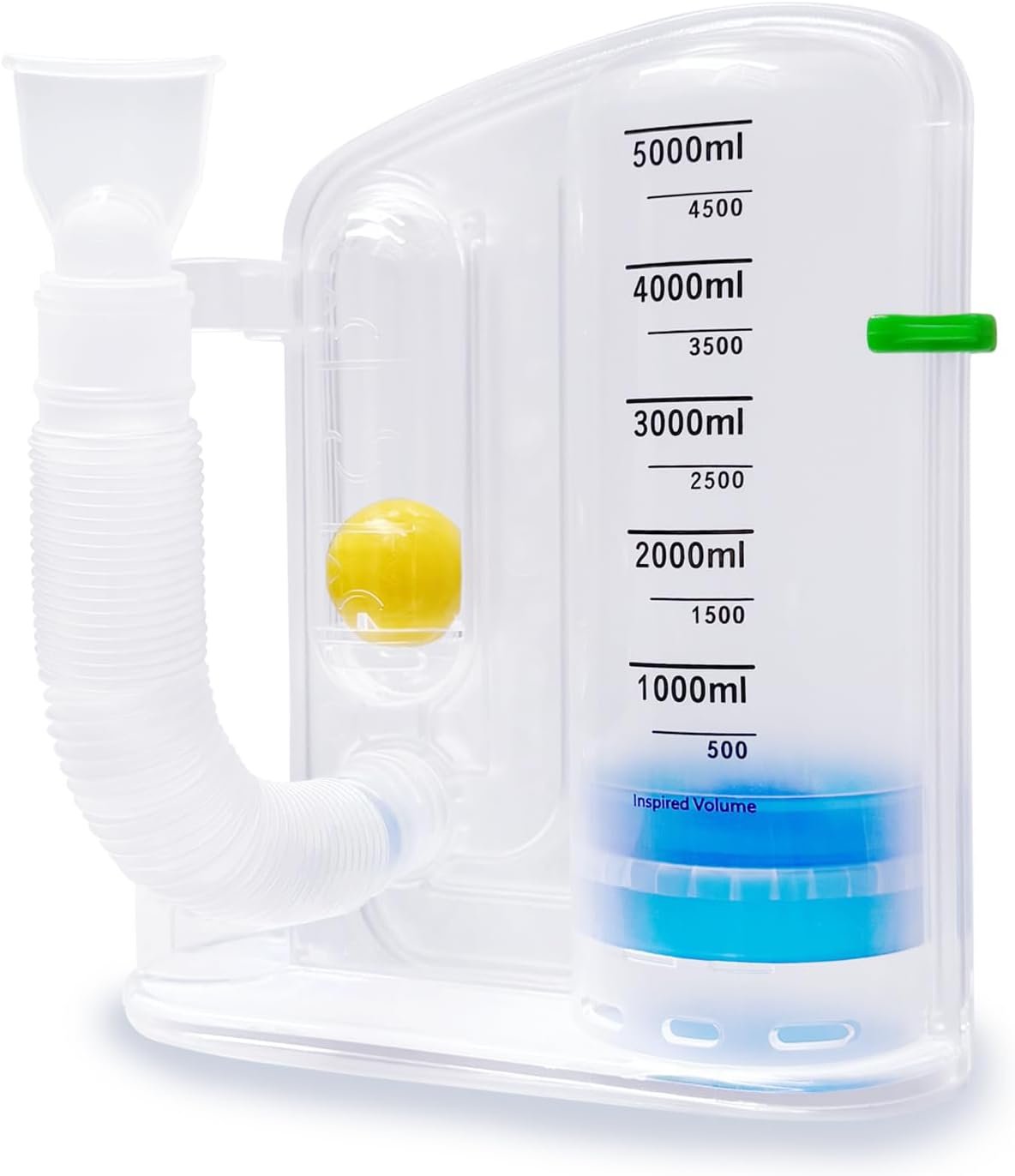 Lung Exerciser Device, Breathing Trainer - 5000ML Inhale Volume Measurement, Equipped with Ball Flow Rate Indicator  Scale Indicator