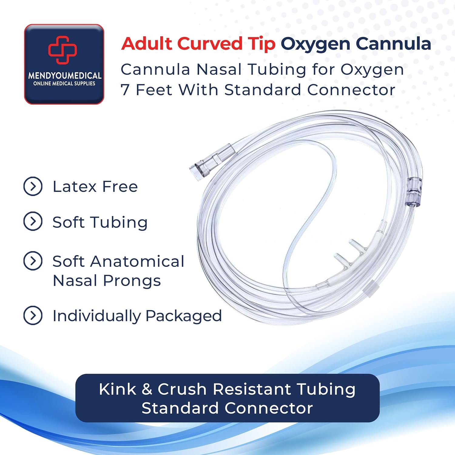 Mend You Medical Adult Nasal Oxygen Cannula, Curved Tip, 7 Foot Tubing, Latex Free, Universal Connector. Soft Nasal Cannula for Oxygen, Cannula Nasal Tubing for Oxygen, Oxygen Tubing (Pack of 5) Mend You Medical Adult Nasal Oxygen Cannula, Curved Tip, 7 Foot Tubing, Latex Free, Universal Connector. Soft Nasal Cannula for Oxygen, Cannula Nasal Tubing for Oxygen, Oxygen Tubing (Pack of 5)