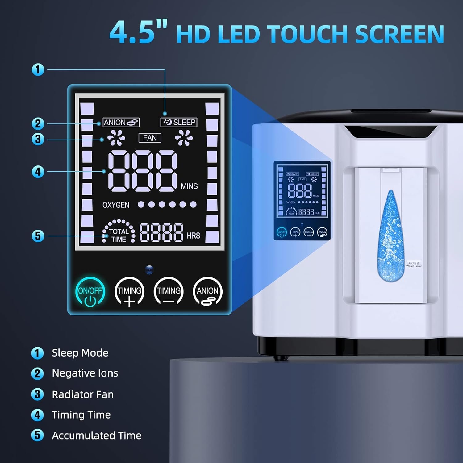 Oxygen Concentrator, Portable Oxygen Concentrator Machine for Home Use, Can Remote Control, with Oxygen Tubing, Household Equipment, Oxygen Generator