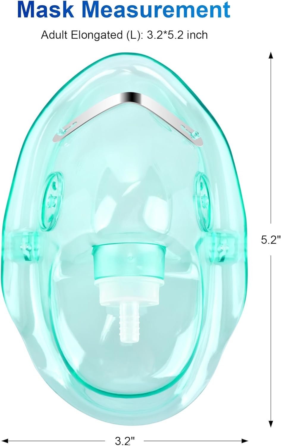 Oxygen Mask for Face Adult with 6.6 Tube and Adjustable Elastic Strap-2 Packs - Size L