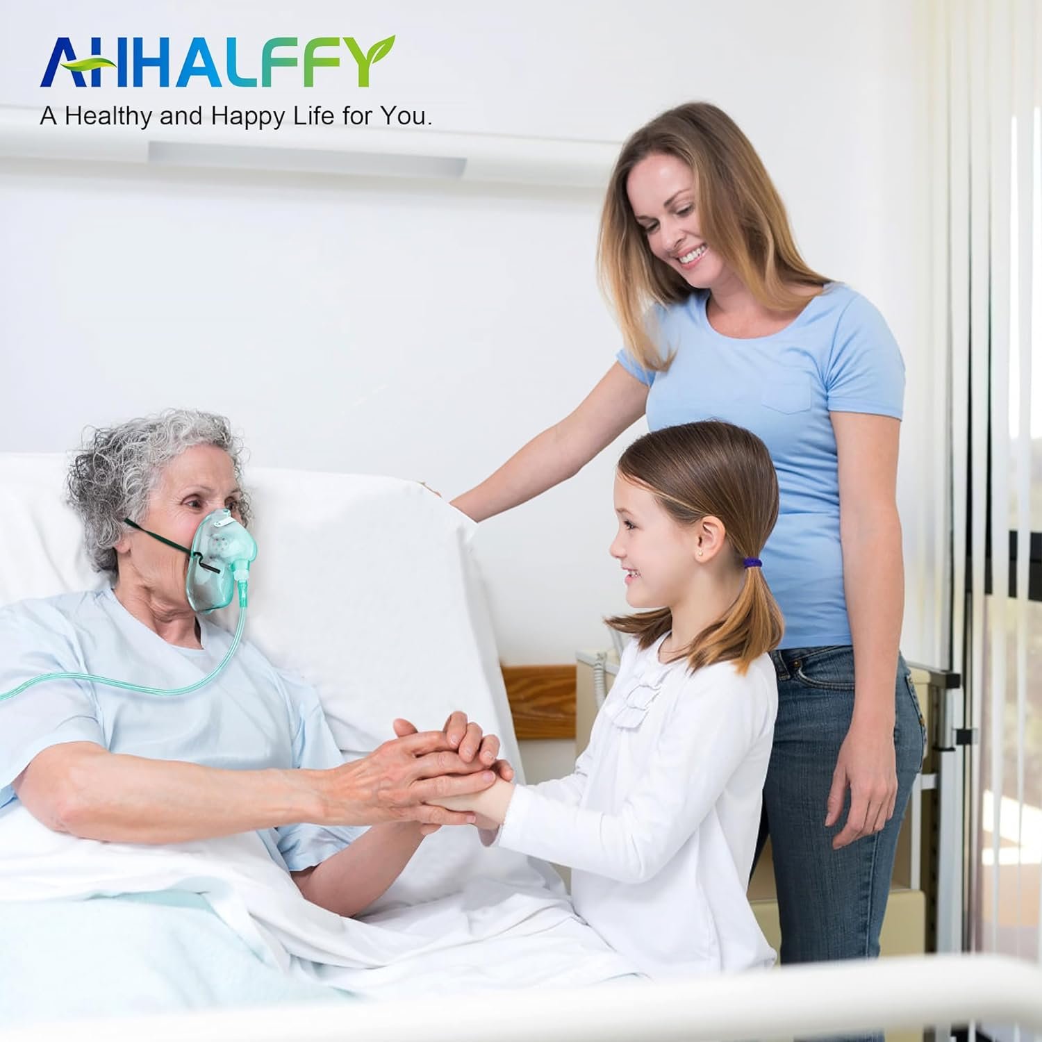 Oxygen Mask for Face Adult with 6.6 Tube and Adjustable Elastic Strap-2 Packs - Size L