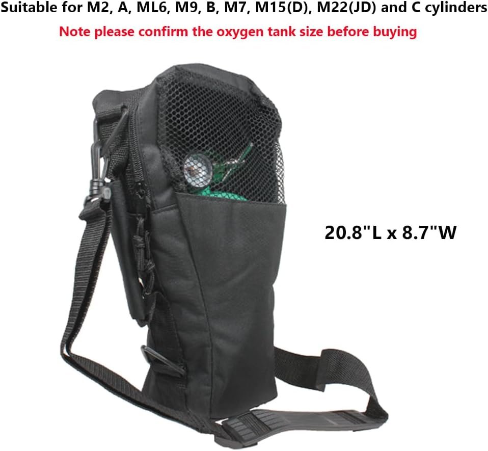 Oxygen Tank Shoulder Bag - Portable Cylinder Holder Bag Fits A, B, C, D, M2, ML6, M7 O2 Tank Carrier Pouch Accessories, 20.8 L x 8.7 W Oxygen Tank Shoulder Bag - Portable Cylinder Holder Bag Fits A, B, C, D, M2, ML6, M7 O2 Tank Carrier Pouch Accessories, 20.8 L x 8.7 W