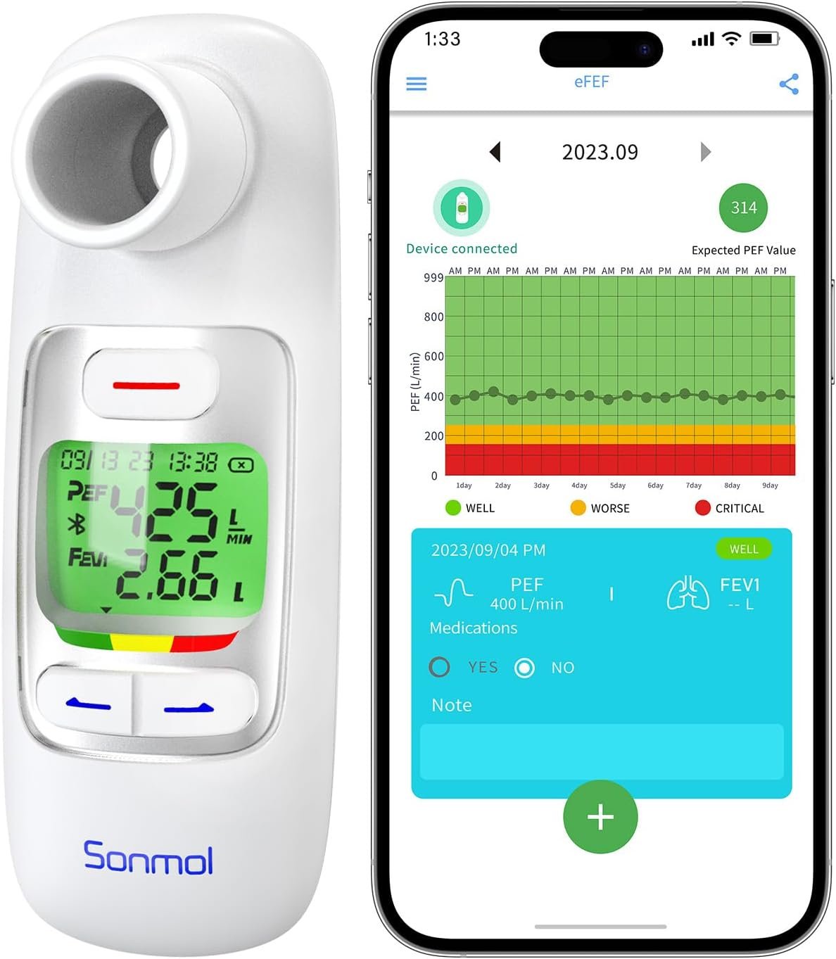 Peak Flow Meter with Bluetooth APP Spirometer Review 1 peak flow meter with bluetooth app spirometer for asthma copd monitor pef fev1 home medical 300 records kids adults