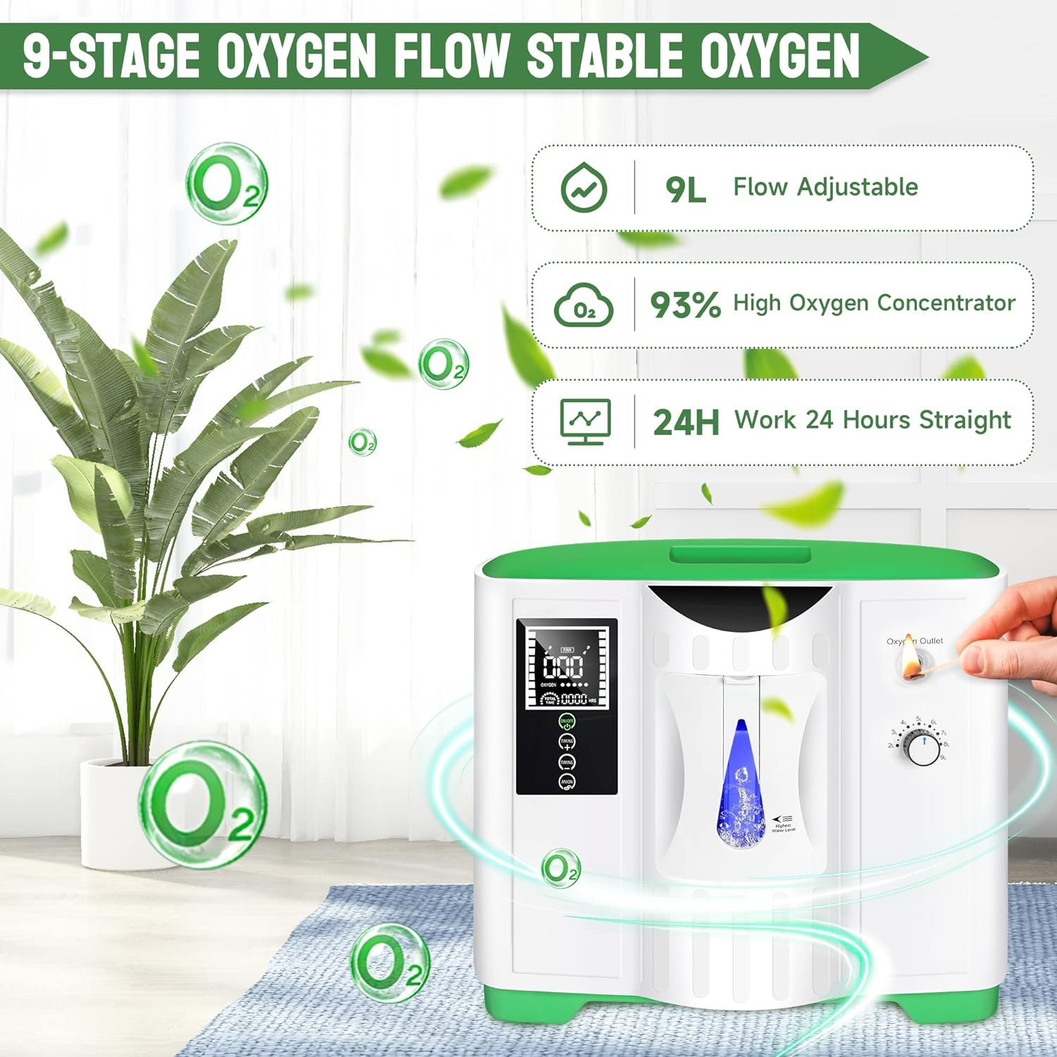 Portable Oxygen Concentrator Machine for Home Use, Continuous and Stable Oxygen, Can Remote Control, Household Equipment