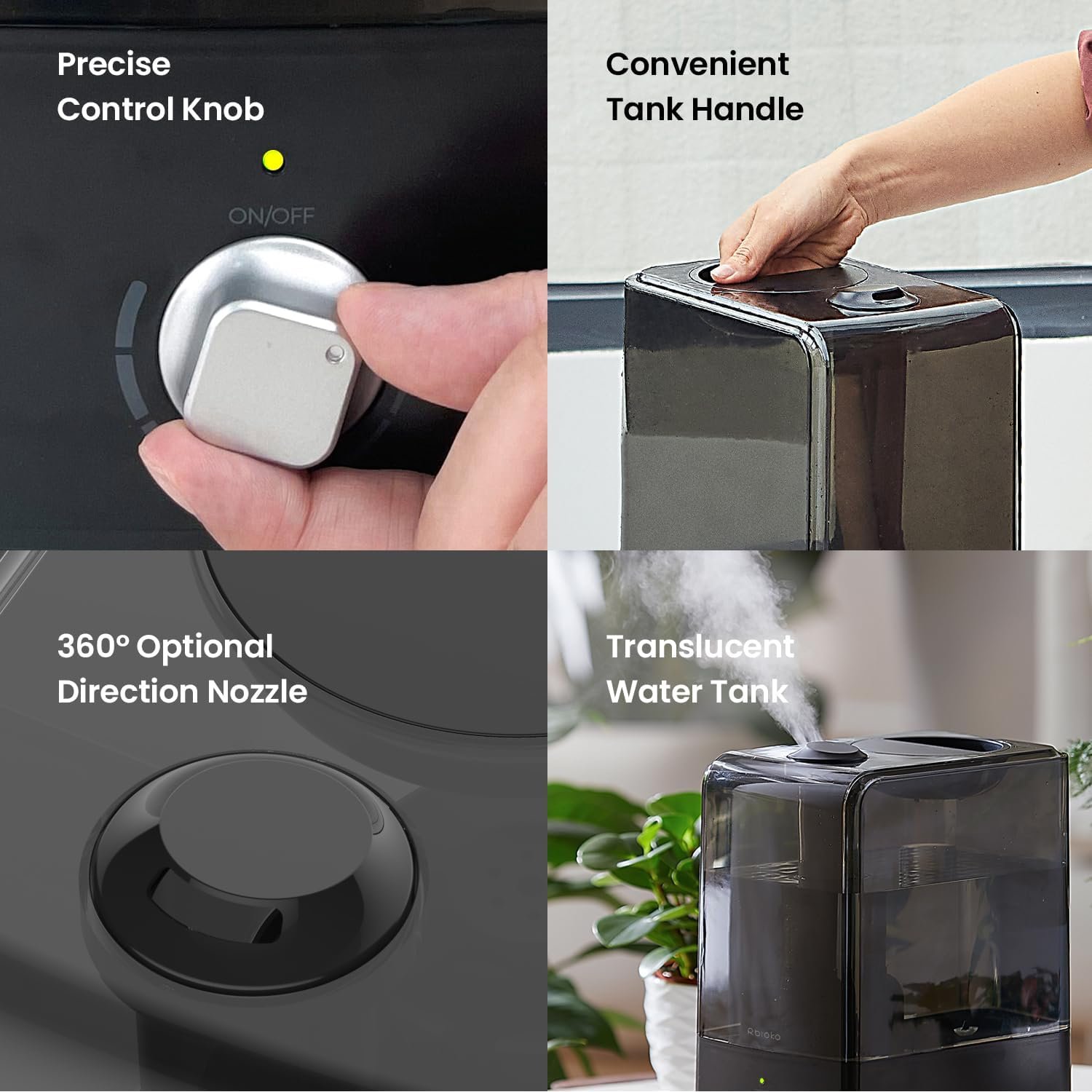 Rbioko Humidifiers for Large Room Bedroom (6.5L), Cool Mist Ultrasonic Vaporizer for Home Whole House Babies, Customized Humidity, Night Light, Whisper-Quiet (Black) Rbioko Humidifiers for Large Room Bedroom (6.5L), Cool Mist Ultrasonic Vaporizer for Home Whole House Babies, Customized Humidity, Night Light, Whisper-Quiet (Black)