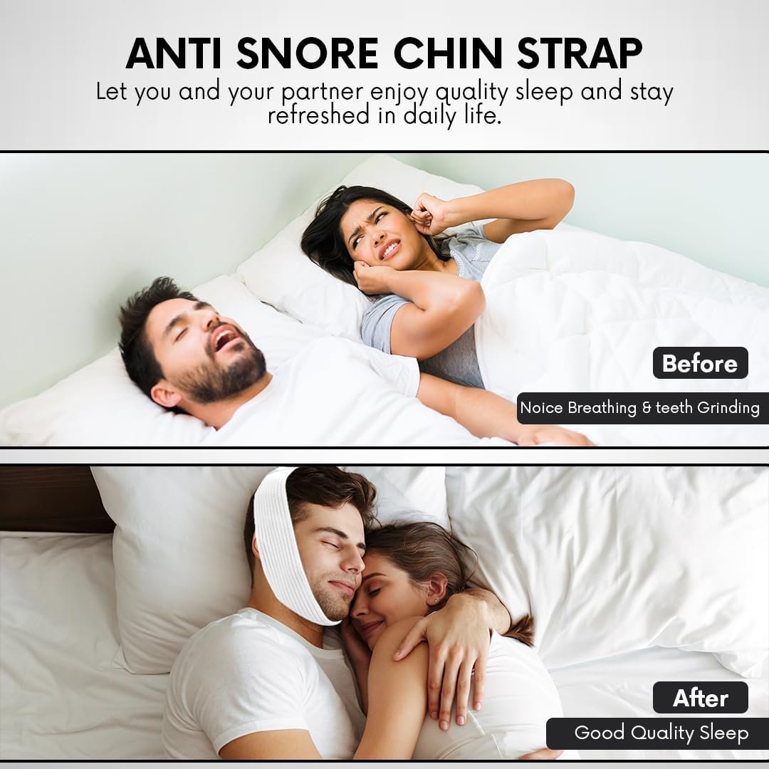 Super Deluxe White Chin Strap for Cpap Users - Anti Dry Mouth- Anti Snore Chin Strap Great Sleeping Solution for Men and Women to Keep Mouth Closed While Sleeping (1 pk)